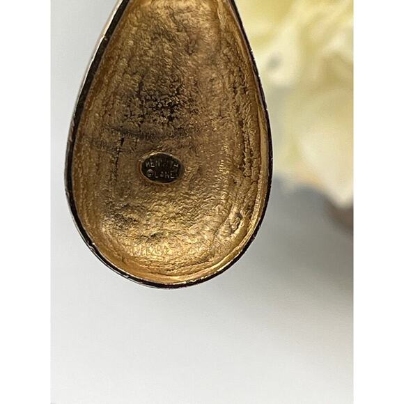 Kenneth Jay Lane Polished Gold Teardrop Dangle Pierced Chunky Earrings - Picture 5 of 10